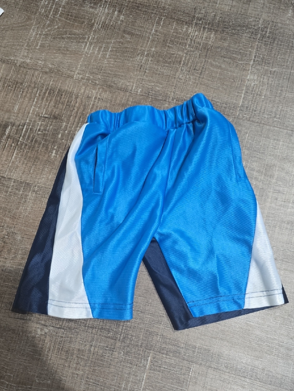 Toddler Boys Bright Blue Athletic Shorts with Navy and White Panels